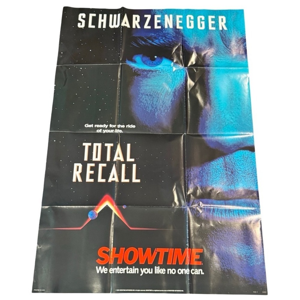 Vintage 1991 Total‎ Recall Arnold Schwarzenegger Showtime Movie Poster 27x40